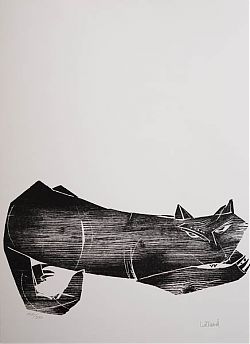 Detlef Willand : Katze / Holzschnitt / num. / sign.